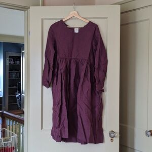 Son de Flor Plum Long-Sleeve Linen Dress